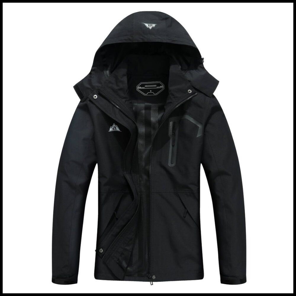 Waterproof Windbreaker Raincoat with Detachable Hood for Hiking Outdoor